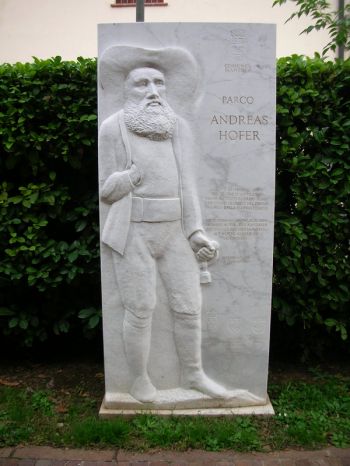 Andreas Hofer Park, detail of the monument built in 2010 on the occasion of the 200th anniversary of his death