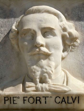 Ritratto di Pietro Fortunato Calvi sul monumento ai \"martiri\" di Belfiore